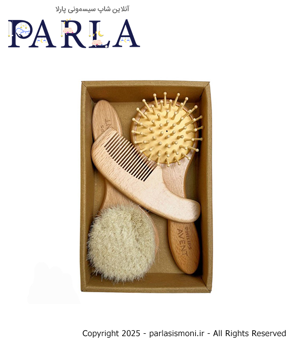 ست برس و شانه چوبی اونت مدل دایرهای سهتکه مناسب نوزاد