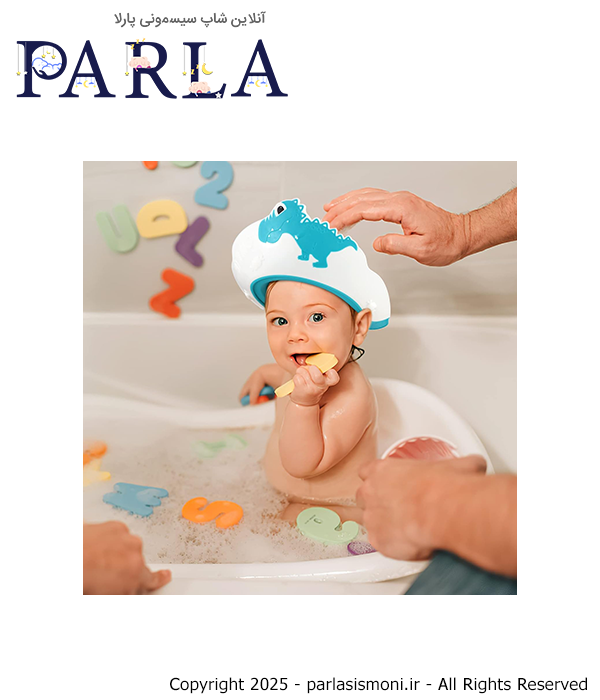 کلاه حمام نوزادی مدل دراگن SA رنگ آبی سیسمونی پارلا