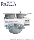 سرویس قابلمه گرانیتی طرح گل هسل Hessel رنگ طوسی سیسمونی پارلا