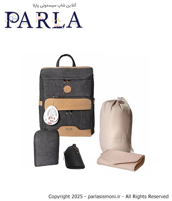 کوله پشتی ببتو مدل تینو آکسفورد نما چرم Bebetto رنگ نوک مدادی سیسمونی آنلاین شاپ پارلا